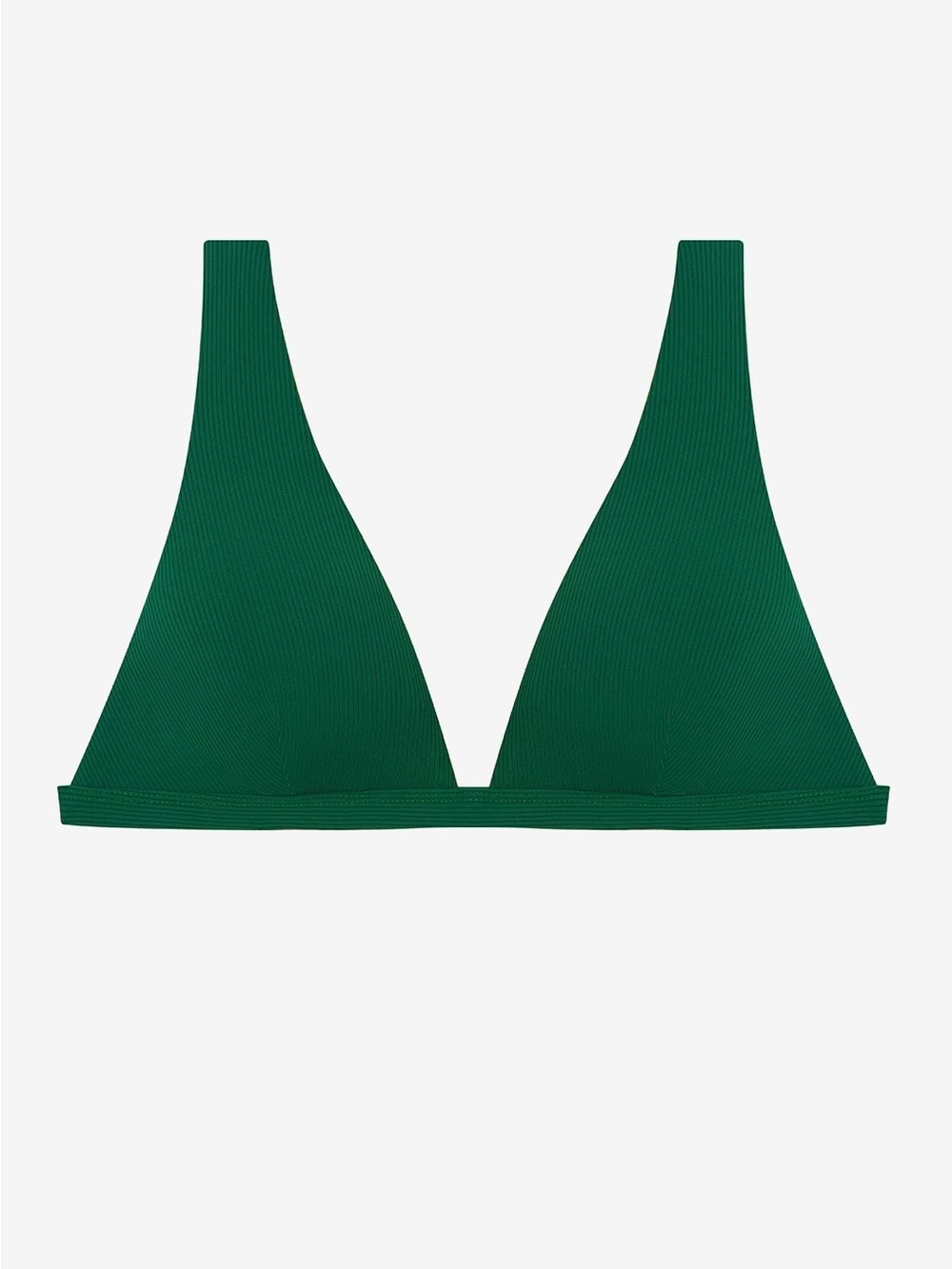 Green Triangle Ribbed Bikini Top - Women Swim